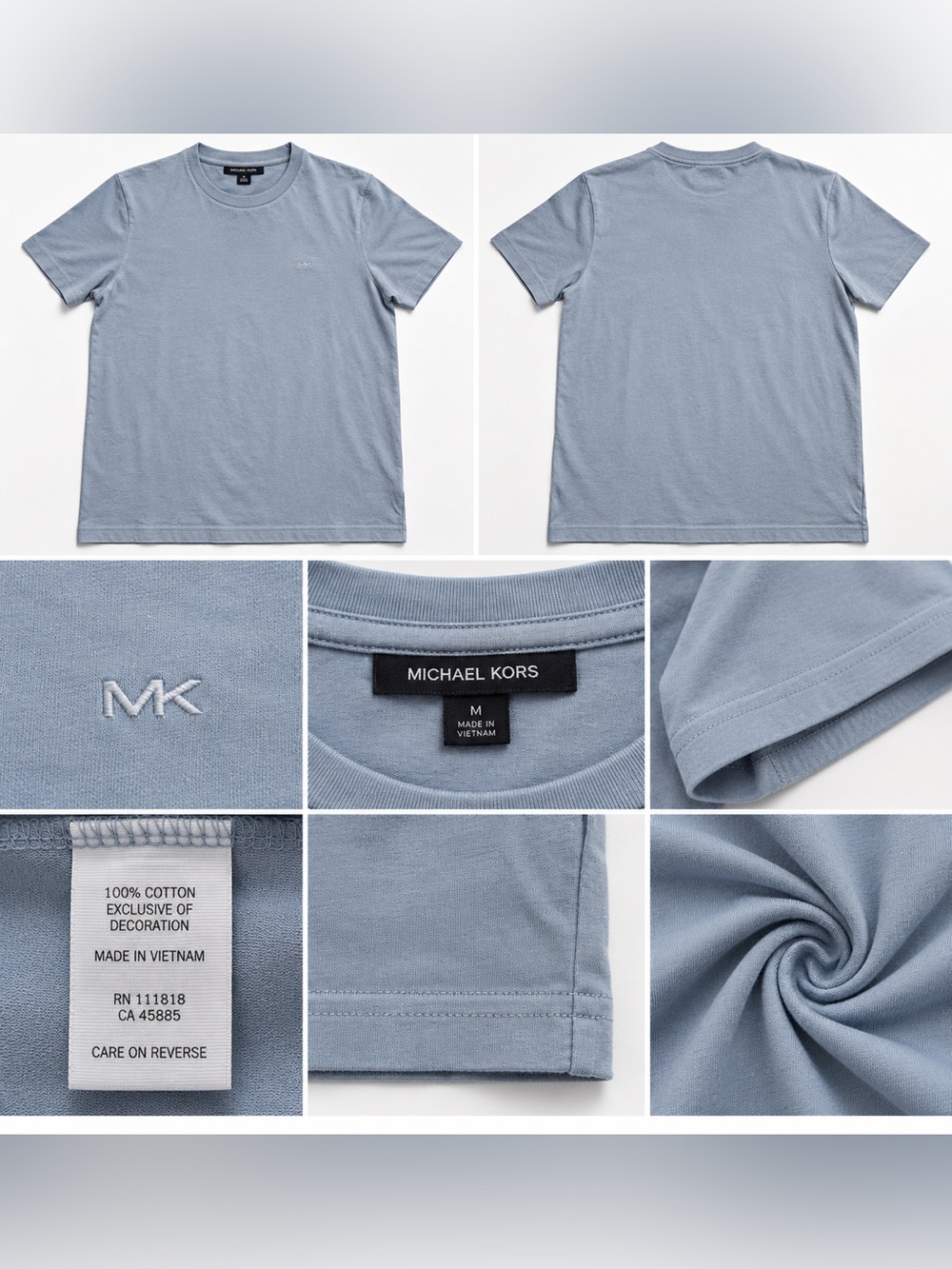 Michael Kors Men’s TShirt Light Blue Short‎ Sleeve Tee |Size M |Logo Embr…